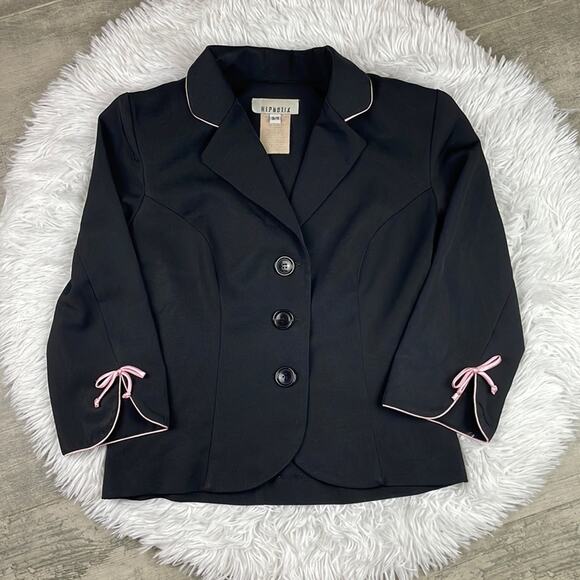 Vintage HIPNOTIX Black Blazer Pint Trim Bow Size 3/4 - Picture 1 of 9